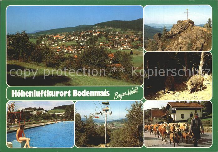 Bodenmais Teilansicht Gipfelkreuz Kuhtrieb Freibad