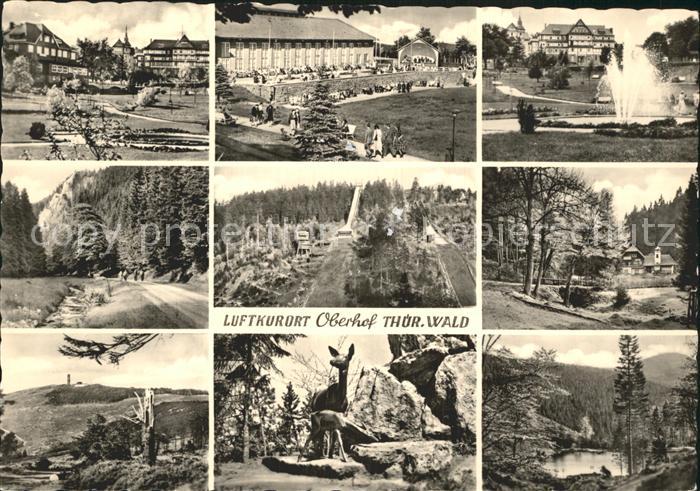 Oberhof Thueringen Kurpark Sprungschanze Teilansicht Kurkonzert Weiher