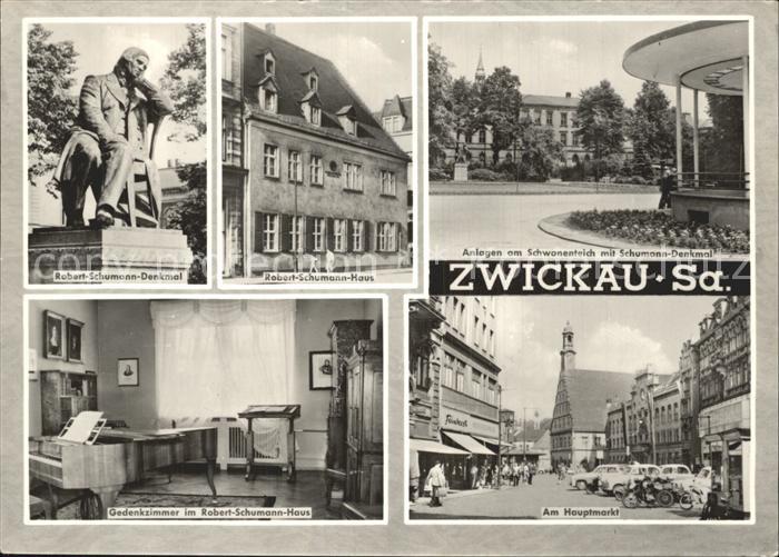 Zwickau Sachsen Anlagen am Schwanenteich Robert Schumann- Denkmal Haus Zimmer Ha