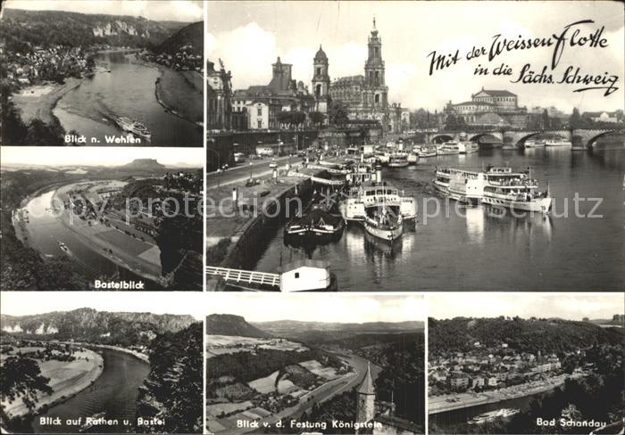 DRESDEN Elbe Weisse Flotte Wehlen Basteiblick Rathen Konigstein Bad Schandau