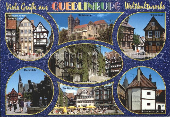 Quedlinburg Harz Am Markt Stiftskirche Finkenherd Roland am Rathaus