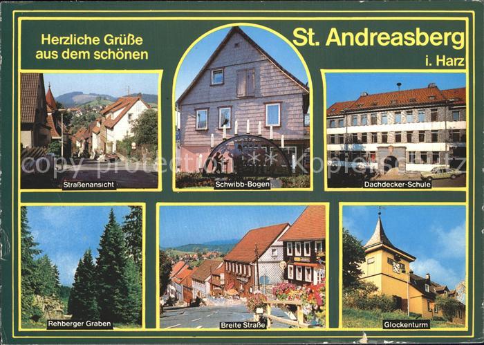 St Andreasberg Harz Schwibb-Bogen Dachdecker-Schule Glockenturm
