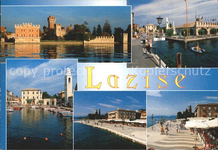 Lazise Lago di Garda See Strandpromenade Burg Nachtaufnahme