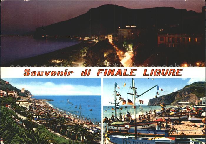 Finale Ligure Strand Palmen Nachtaufnahme