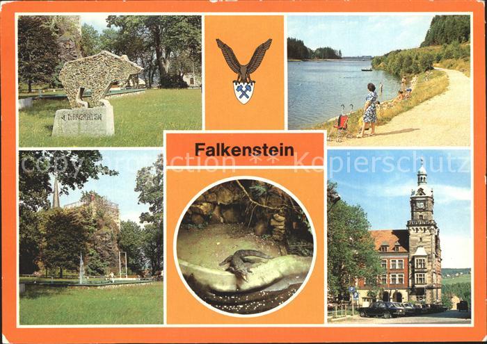 Falkenstein Vogtland Schlossteich Talsperre Schlossfelsen Nilkrokodil Rathaus