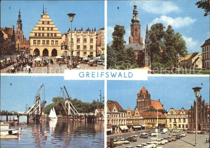 Greifswald Mecklenburg Vorpommern Rathaus Nikolaidom Wiecker Bruecke Platz der F
