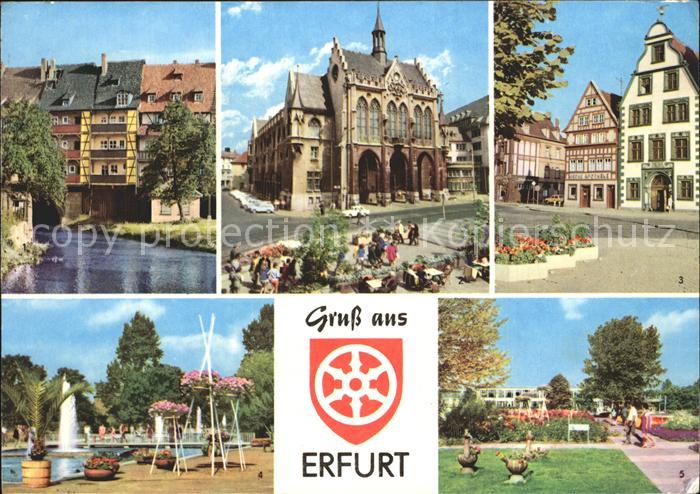 ERFURT CITY Kraemebruecke Hohe Lilie Rathaus IGA