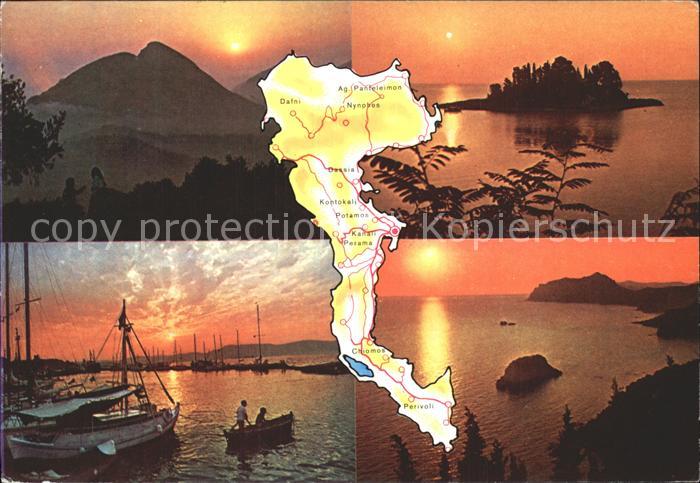 Kepkypa Corfu Segelboote Landkarte Teilansichten