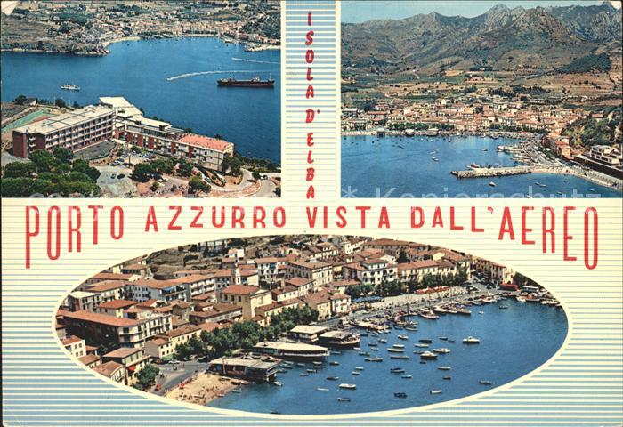 Isola d Elba Porto Azzurro Strand Segelboote Fliegeraufnahme
