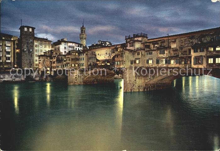 Firenze Florenz Ponte Vecchio Notturno Nachtansicht Alte Bruecke