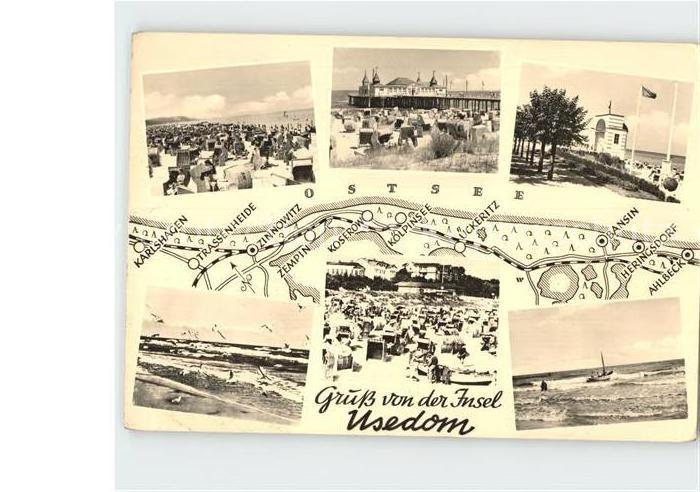 Usedom Mecklenburg-Vorpommern Landkarte Strand Promenade See