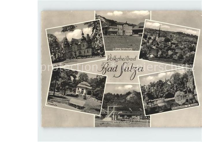 Bad Sulza Schwanenteich im Kurpark Trinkhalle Inhalatorium Soleschwimmbad