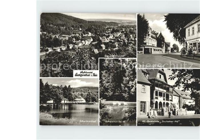 Georgenthal Gotha HO- Gaststaette Deutscher Hof Cafe Adler Schwanenteich