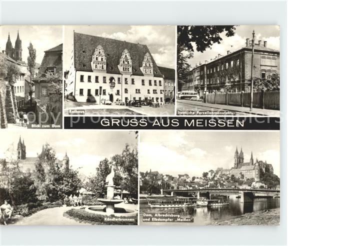 Meissen Elbe Sachsen Rathaus Blick zum Dom Albrechtsburg Dampfer Meissen Kaendle