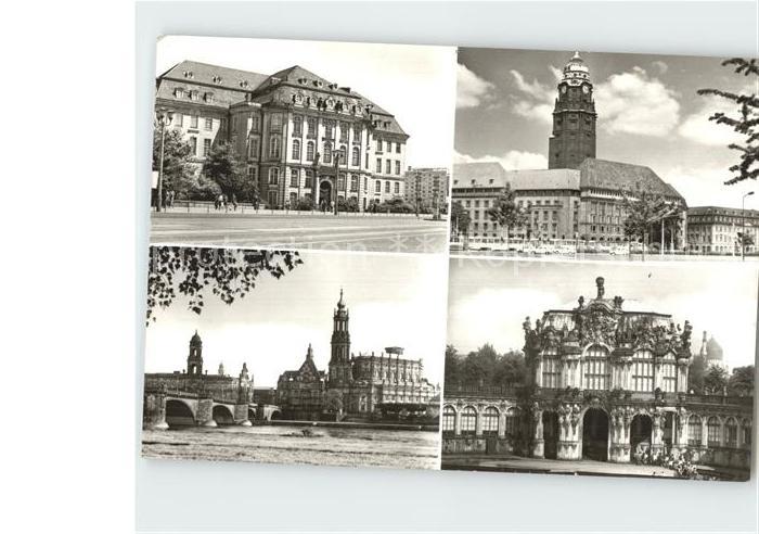 DRESDEN Elbe Landhaus Museum fuer Stadtgeschichte Rathaus Elbansicht Zwinger