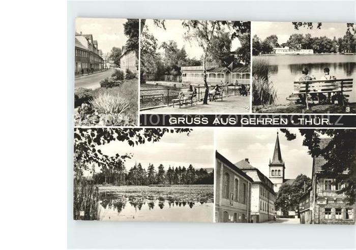 Gehren Thueringen Badeteich Seerosenteich Rathaus