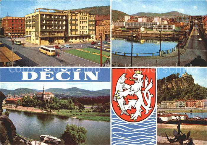 Decin Boehmen Hotel Grand Restaurant Atlantik Kirche Hafen Elbe