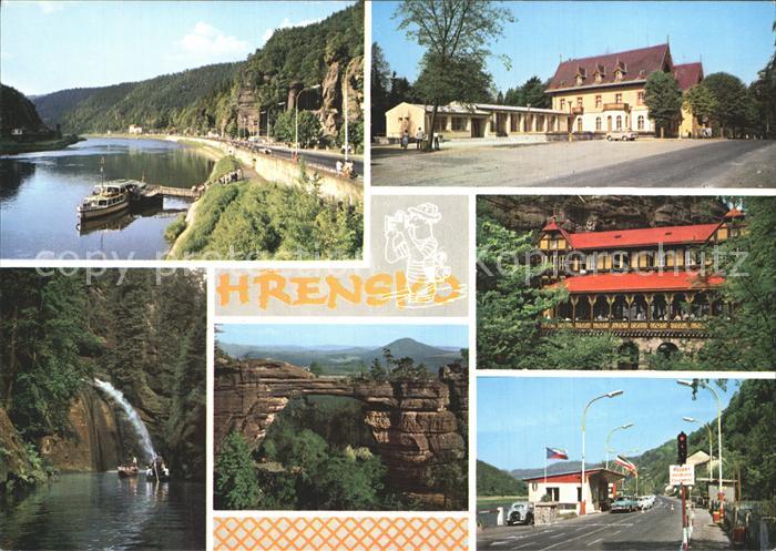 Hrensko Prebischtor Boehmische Schweiz Bootsfahrt Schiff