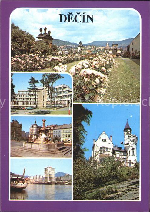 Decin Boehmen Schloss Brunnen am Markt