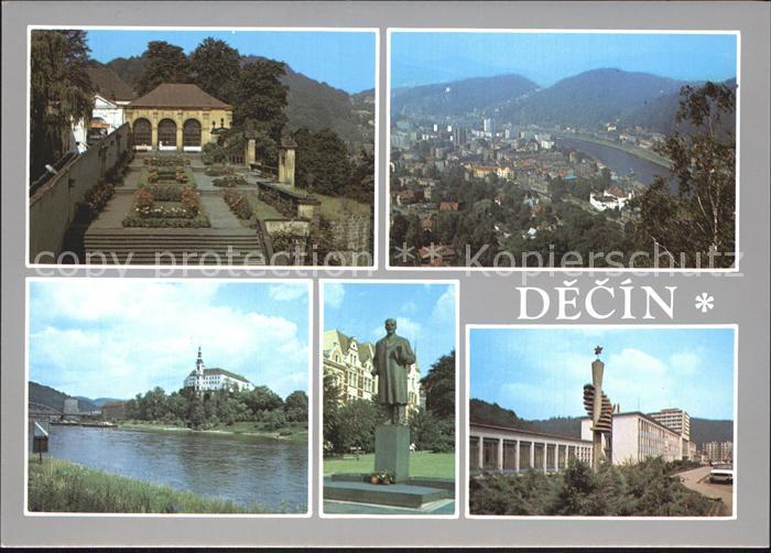 Decin Boehmen Schloss Elbe Denkmal Luftaufnahme