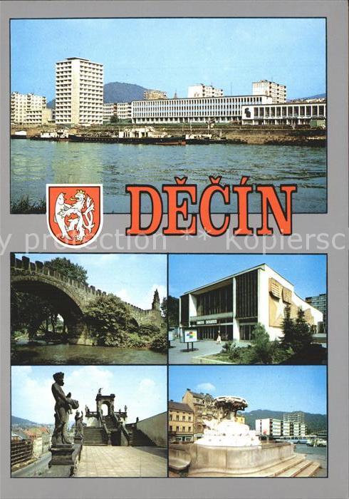 Decin Boehmen Elbe Ortsansicht Bruecke Denkmal