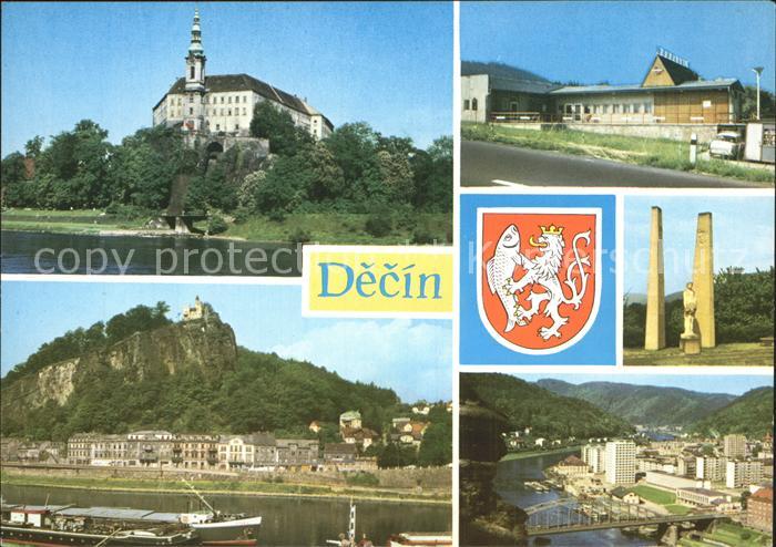 Decin Boehmen Schloss Elbe Schaeferwand  Luftaufnahme