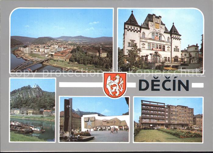 Decin Boehmen Rathaus Elbe Schloss