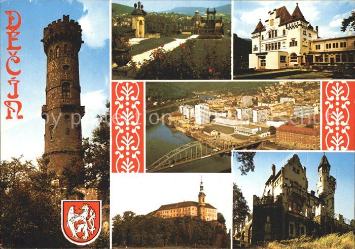 Decin Boehmen Turm Schloss Parkanlagen Restaurant