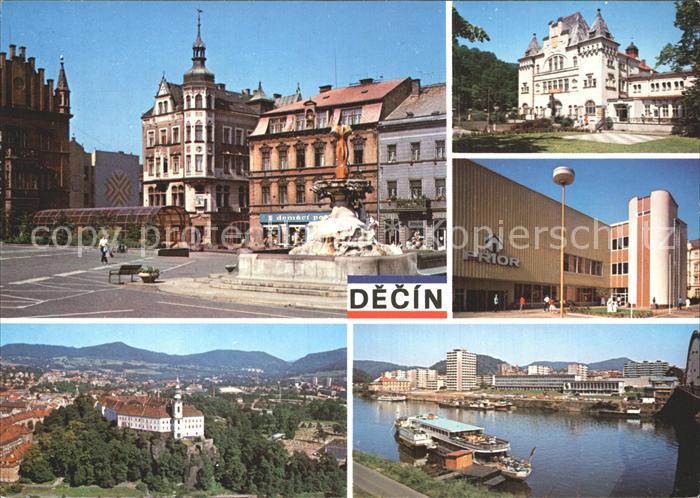 Decin Boehmen Schloss Elbe Schiffanlegestelle