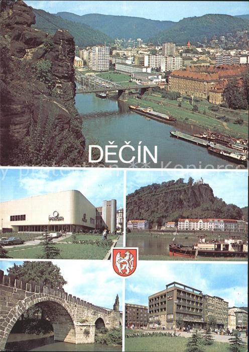 Decin Boehmen Ortsansichten Gebirge Schiffanlegestelle