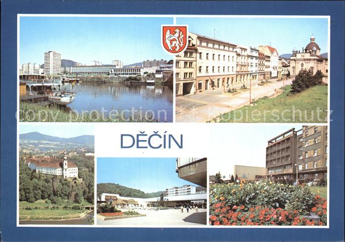Decin Boehmen Schloss Ortsansichten Kirche Elbe