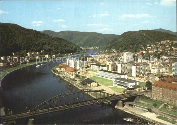 Decin Boehmen Ortsansicht Bruecke Elbe