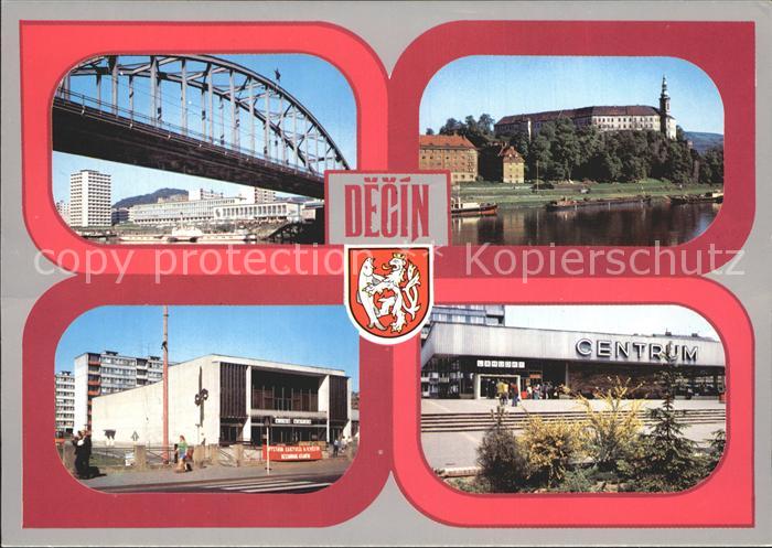 Decin Boehmen Bruecke Schloss Elbe Centrum