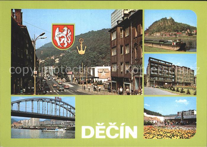 Decin Boehmen Bruecke Elbe Hauptstrasse Schloss