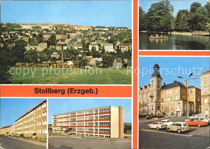 Stollberg Erzgebirge Teilansicht Erich Weinert Oberschule Walkteich Rathaus
