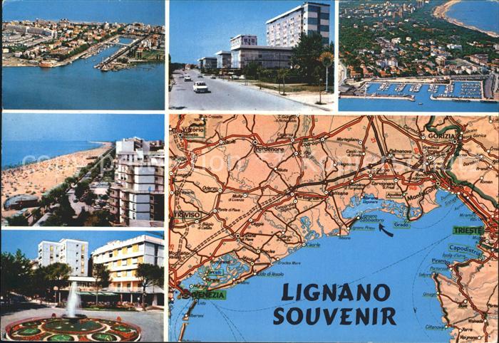 Lignano Landkarte Strand Fliegeraufnahme