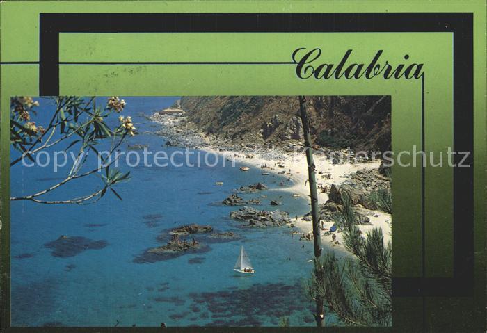 Italien Italia Italy Calabria Strand Kueste  Meer Segelboot