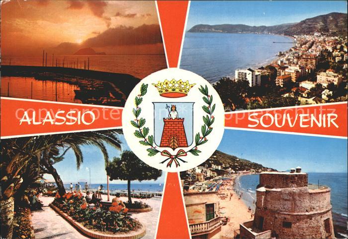 ALAssIO Savona Liguria IT Ortsansicht Turm Uferpromenade