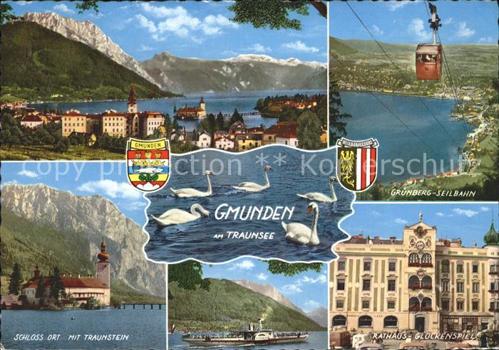Gmunden Salzkammergut Traunsee Gruenberg Seilbahn Schloss Ortsansicht