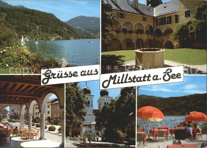 Millstatt Millstaettersee Kurort Millstaetter See Stiftshof Brunnen Stiftskirche