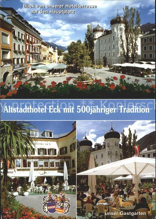 Lienz Tirol Altstadthotel Eck Blick Hotelterrasse auf Hauptplatz