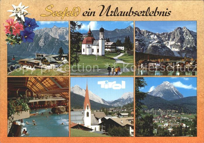 Seefeld Tirol Kirche See Ortsansicht Schwimmbad