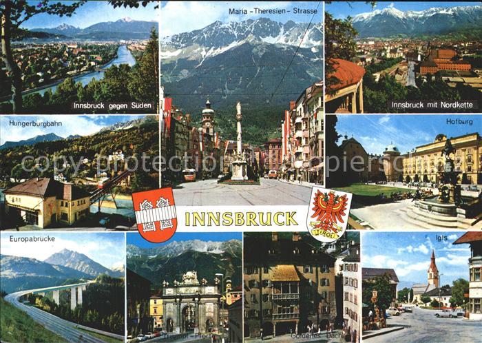 Innsbruck Maria Theresien Strasse Europabruecke Goldenes Dach Hofburg