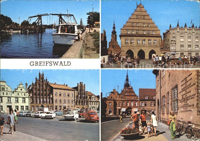 Greifswald Mecklenburg Vorpommern Wiecker Bruecke Rathaus Platz der Freundschaft