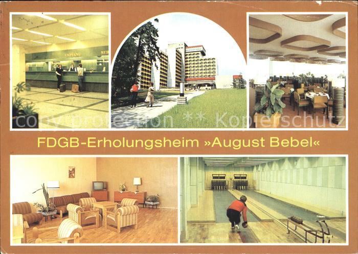 Friedrichroda FDGB Erholungsheim August Bebel Empfangshalle Kegelbahn