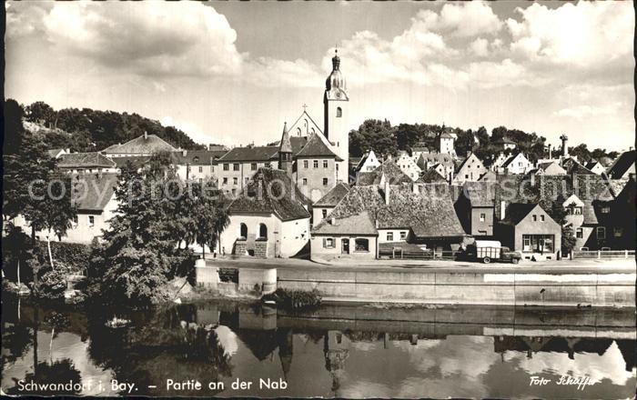 Schwandorf Partie an der Naab mit Blick zur Kirche