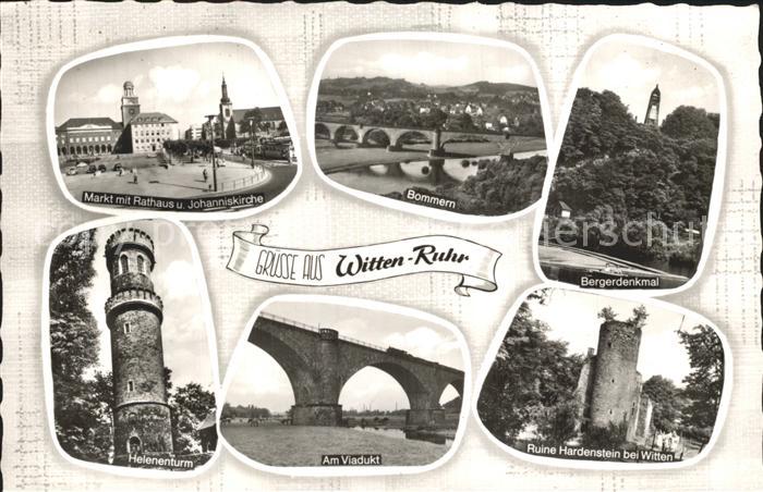 Witten Ruhr Markt Rathaus Johanniskirche Bommern Bergerdenkmal Ruine Hardenstein