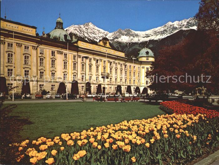Innsbruck Hofburg mit Nordkette Tulpenbeet