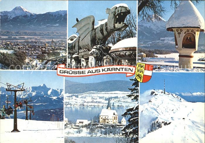 Villach Kaernten Mittagskogel Lindwurmbrunnen Klagenfurt Bildstock Faakersee Ger