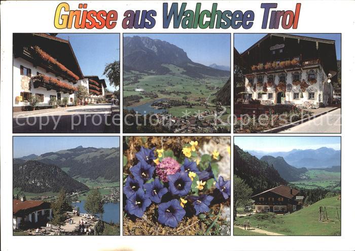 Walchsee Tirol Hauptstrasse Blumenhaeuser Kaisergebirge Walchseerhof Lippenalm A